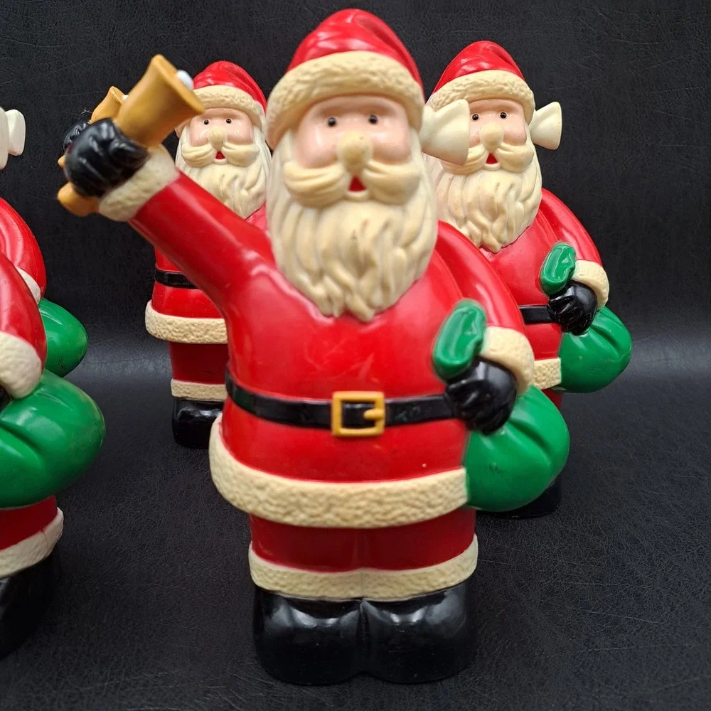 Vintage Plastic Santa Claus Figurines Set of 5 Christmas Blow Mold Style 6 inch‎